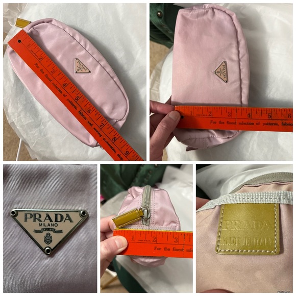 Prada AUTHENTIC Tessuto Nylon Baby Pink Logo Triangle Pouch Cosmetic Makeup Bag - Picture 13 of 16
